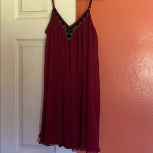 Express wine colored beaded dress